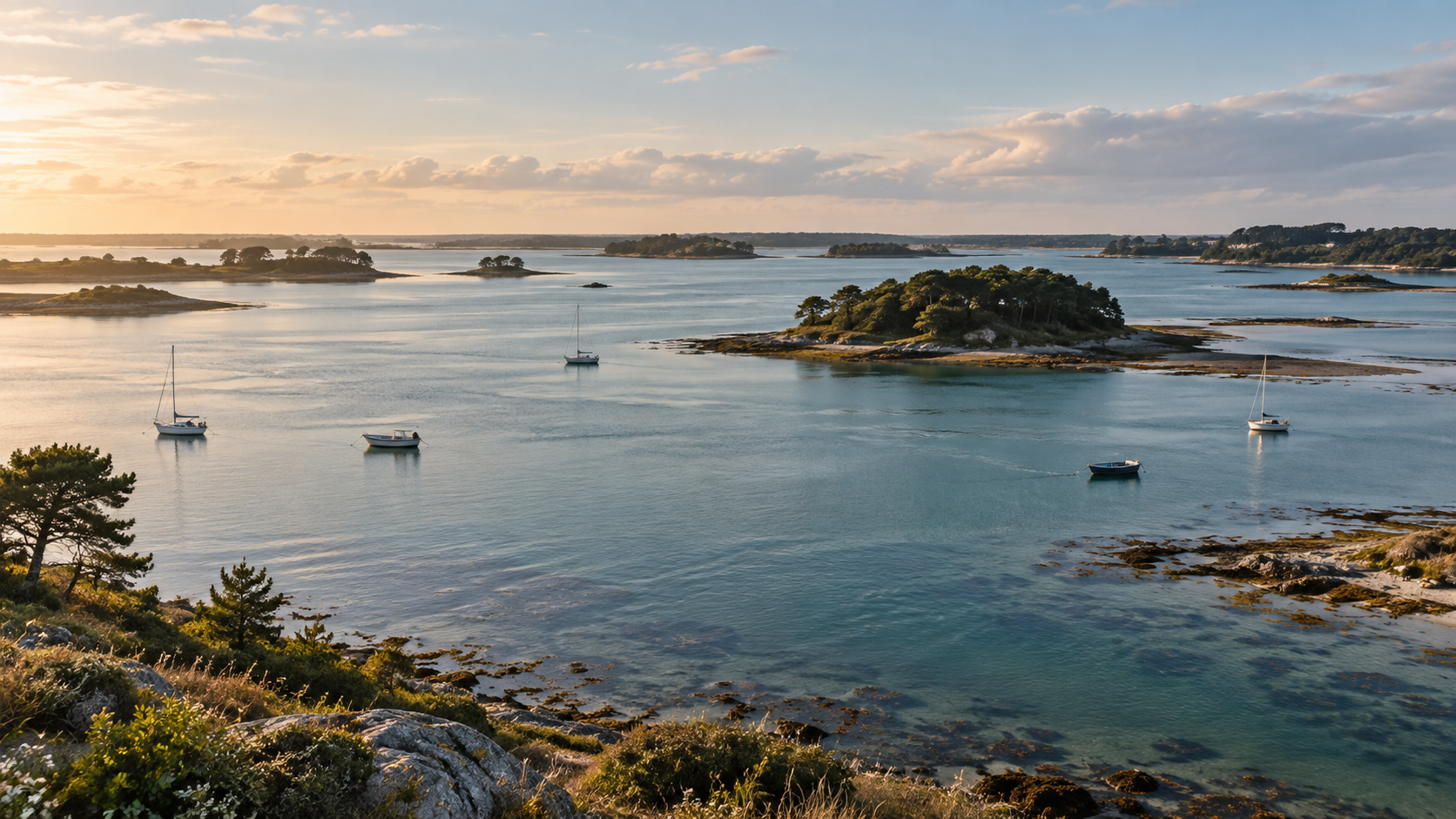 Le golfe du Morbihan à mi-marée